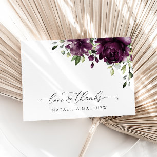 Carte De Remerciements Fleurs violettes, Fleurs de prunes, Boho, Mariage