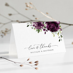 Carte De Remerciements Fleurs violettes, Fleurs de prunes, Boho, Mariage