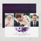 Carte De Remerciements Fleurs violettes Mariage 3 Photos (Devant / Derrière)
