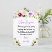 Carte De Remerciements Fleurs violettes printanières avec feuillage pour  (Debout devant)