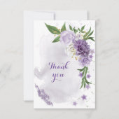 Carte De Remerciements fleurs violettes vert or (Devant)