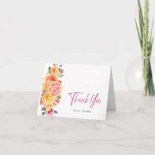 Carte De Remerciements Fleurs vives Festives Citrus Floral