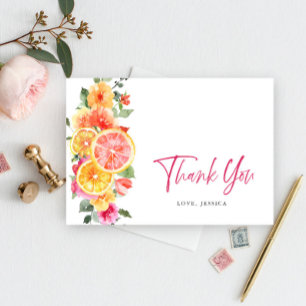 Carte De Remerciements Fleurs vives Festives Citrus Floral