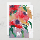 Carte De Remerciements Fleurs Whimsical rouge et jaune dans un Vase Pinky (Devant / Derrière)