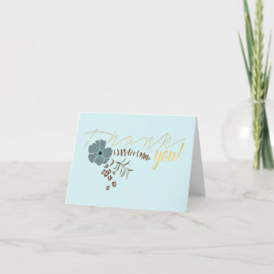 Carte De Remerciements Fleurs Whimsical Turquoise gris rose Flow Motif