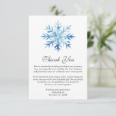 Carte De Remerciements Flocon de neige bleu glace Mariage d'hiver (Debout devant)