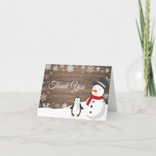 Carte De Remerciements Flocon de neige des fêtes de Noël d'hiver rustique