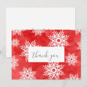 Carte De Remerciements Flocons de neige abstrait rouges aquarelle (Devant / Derrière)