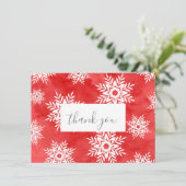Carte De Remerciements Flocons de neige abstrait rouges aquarelle (Debout devant)