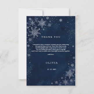 Carte De Remerciements Flocons de neige de minuit Baby Shower Plat
