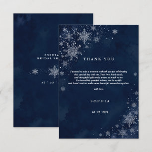 Carte De Remerciements Flocons de neige de minuit Mariage d'hiver Plat