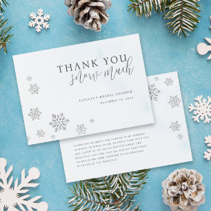 Carte De Remerciements Flocons de neige pailletés d'argent Mariage hivern