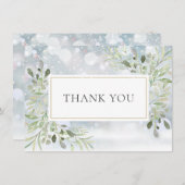Carte De Remerciements Flocons de neige verdure feuillage (Devant / Derrière)