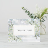 Carte De Remerciements Flocons de neige verdure feuillage (Debout devant)