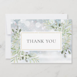 Carte De Remerciements Flocons de neige verdure feuillage