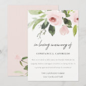 Carte De Remerciements Flora rose rose pâle à l'aquarelle (Devant / Derrière)