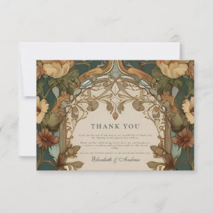 Carte De Remerciements Flora Vintage Art nouveau Mariage