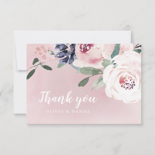 Carte De Remerciements Floraison d'aquarelle botanique (Devant)