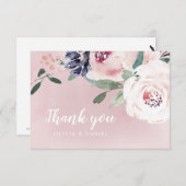 Carte De Remerciements Floraison d'aquarelle botanique (Devant / Derrière)