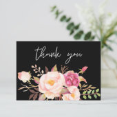 Carte De Remerciements Floraison rose à fleurs blanches - noir / blanc (Debout devant)