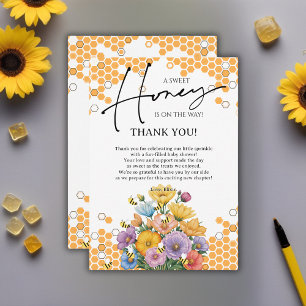 Carte De Remerciements Floral A Sweet Honey Baby shower d'abeilles