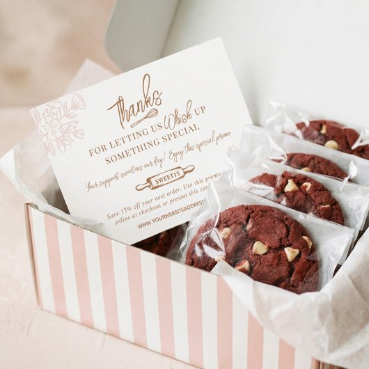 Carte De Remerciements Floral Baking Whisk Bakery Business Promo Code