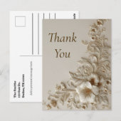 Carte de remerciements floral beige et ivoire (Devant / Derrière)