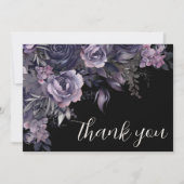 Carte De Remerciements Floral Black Gothic Wedding (Devant)