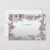 Carte de remerciements floral blanc argenté rose (Dos)