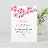 Carte de remerciements floral blanc rose cerisier  (Debout devant)