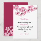 Carte de remerciements floral blanc rose cerisier  (Devant / Derrière)