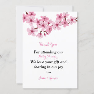 Carte de remerciements floral blanc rose cerisier