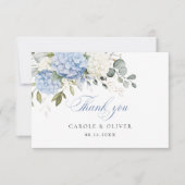Carte De Remerciements Floral Bleu Blanc Hydrangée Mariage de verdure (Devant)