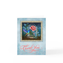 Carte de remerciements floral bleu de colibri