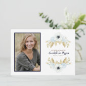 Carte De Remerciements Floral bleu élégant dans l'enterrement affectueux (Debout devant)