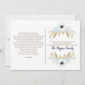 Carte De Remerciements Floral bleu élégant dans l'enterrement affectueux (Dos)