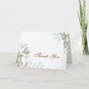 Carte de remerciements floral bleu et Brown