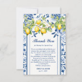 Carte De Remerciements Floral bleu et Mariage citron (Devant)