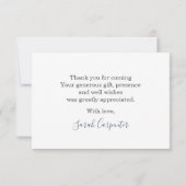 Carte de remerciements floral bleu, floral (Dos)