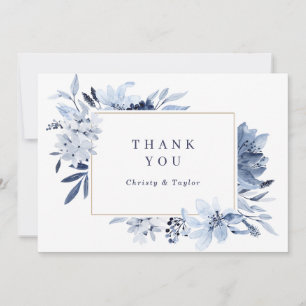 Carte de remerciements floral bleu marine moderne