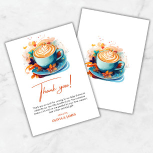 Carte De Remerciements Floral bleu Un bébé brasse du Baby shower de café