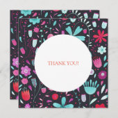 Carte De Remerciements Floral Boho Aquarelle Mariage foncé (Devant / Derrière)