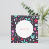 Carte De Remerciements Floral Boho Aquarelle Mariage foncé (Debout devant)