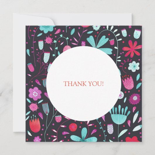 Carte De Remerciements Floral Boho Aquarelle Mariage foncé (Devant)