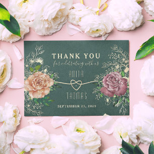 Carte De Remerciements Floral Boho Emerald Mariage vert