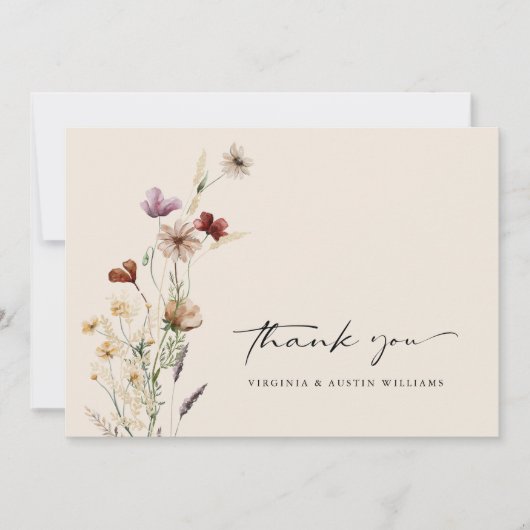 Carte De Remerciements Floral Boho Mariage (Devant)
