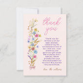 Carte De Remerciements Floral Boho rose bébé fille douche (Devant)