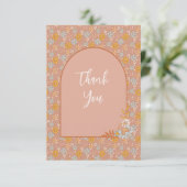 Carte de remerciements Floral Boho Rose Retro (Debout devant)
