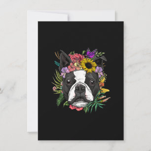 Carte De Remerciements Floral Boston Terrier Chien Spring Amoureux de les