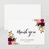 Carte de remerciements Floral Bourgogne (Devant / Derrière)